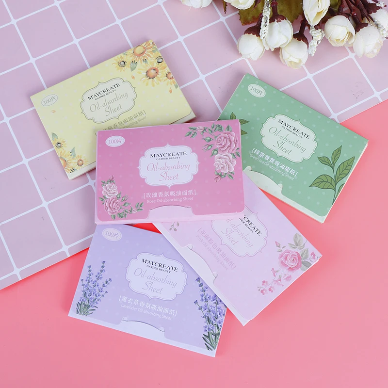 

100Pcs Unisex Absorbing Sheet Oily Face Blotting Matting Tissue Protable Face Absorbent Paper Oil Control Wipes
