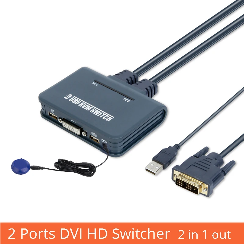 

2 ports DVI switch 2 in 1 out USB mouse and keyboard monitor sharing HD computer screen kvm switch