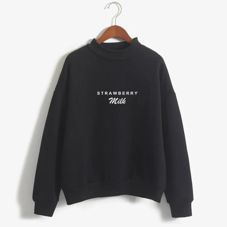 Winter Autumn Hoodies Women Kawaii Strawberry Milk Letter Print Harajuku Sweatshirt Girls Long Slee