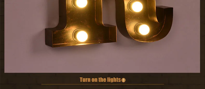 Ретро гладить Лампы для мотоциклов творческий бар фон декоративные светодиодные буквы свет billboard логотип настенный светильник настенный украшения светильник