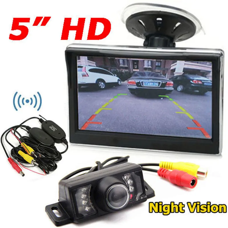 

Wireless Car Rear View System 5" HD LCD Monitor + IR Night Reverse Backup Camera