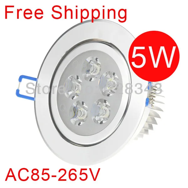 무료 배송 100 개/몫 5W 천장 downlight Epistar LED 천장 조명 85V-245V 쿨/따뜻한 화이트 홈 조명