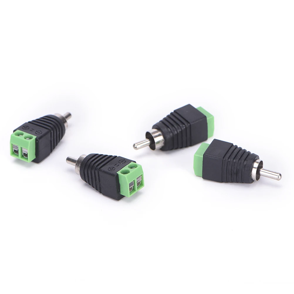 

4 Pcs Male Plug TO AV Terminal Connector Adapter CCTV Phono RCA Video AV Speaker Wire Cable To Audio Male RCA Connector