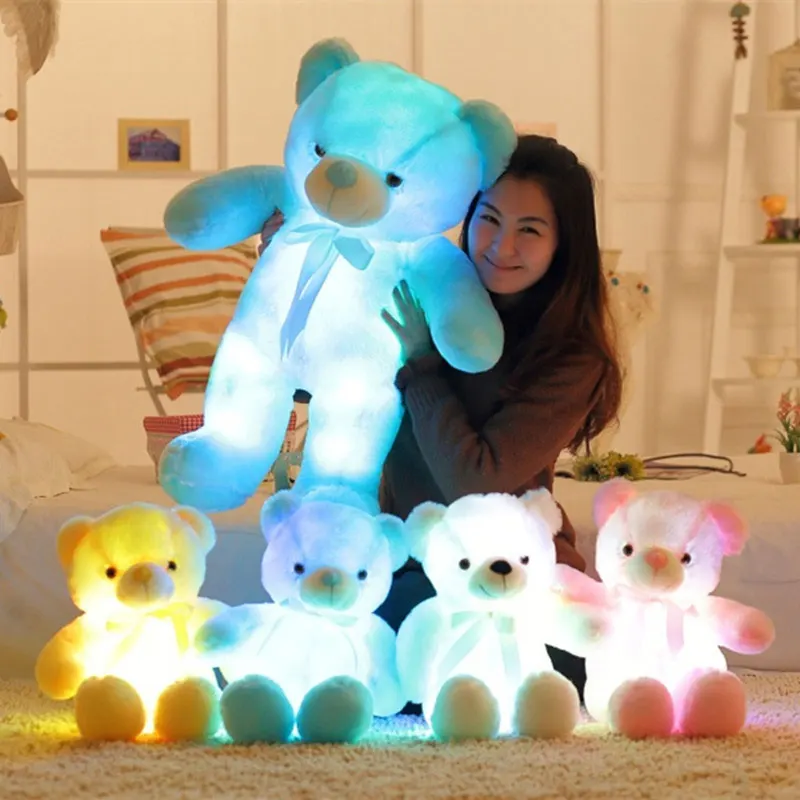 

50CM Creative Light Up LED Inductive Teddy Bear Stuffed Animals Plush Toy Colorful Glowing Teddy Bear Christmas Gift for Kids