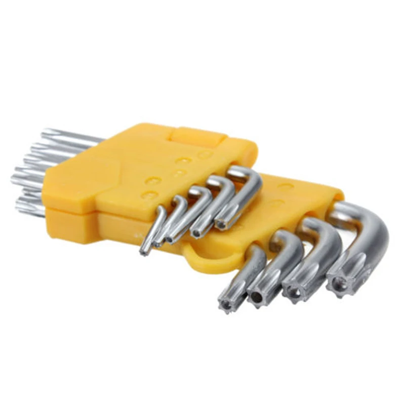 DWZ 9pcs/set Auto Anti Tamper Proof Torx Star Hex Key Wrench L-Shape T10-T50