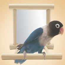 Parrot деревянная подставка с зеркалом игрушки для попугая Parakeet птицы игрушки D373