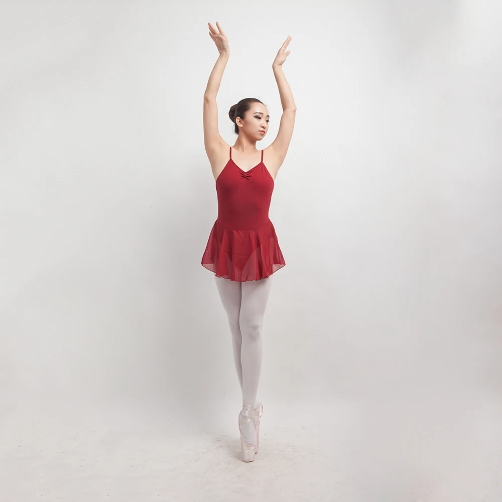 Ballet Dance Leotard For Women Sling Lycra Cotton 120D chiffon Ballet Dancing With a Skirt