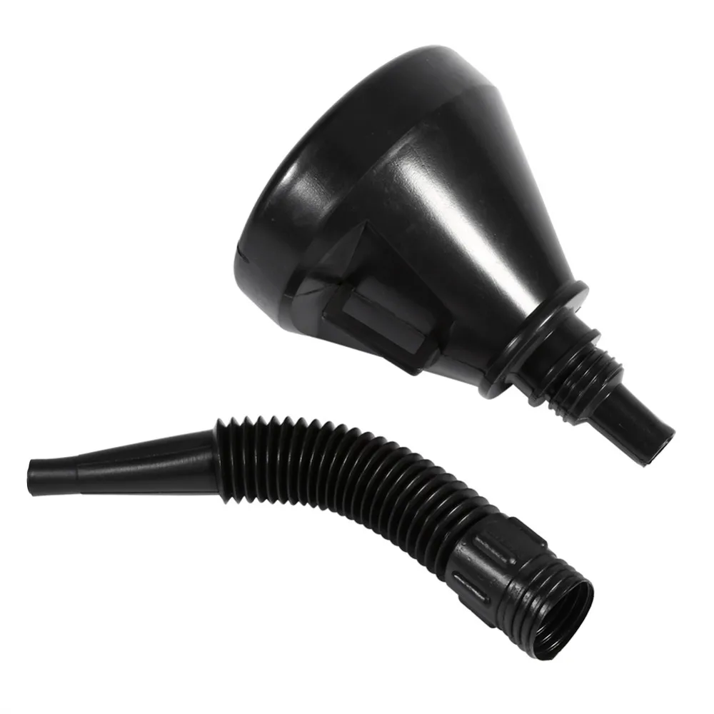 2 In 1 Black Plastic Flexi Funnel Can Spout For Oil Water Fuel Petrol Diesel 