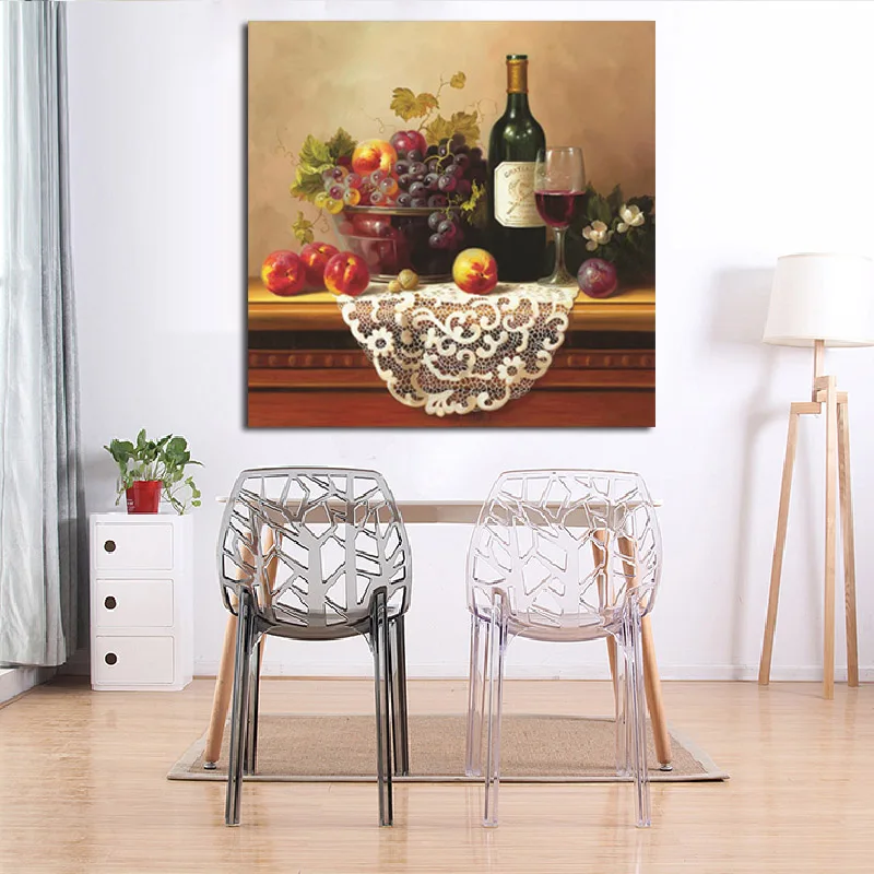 Натюрморт холст живопись фрукты и вино картина маслом напечатанная на холсте HD покраска Методом Распыления Настенная картина для столовой кухни