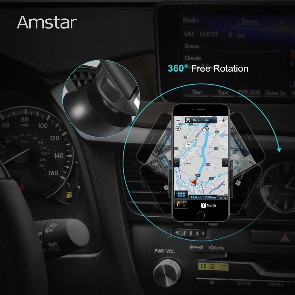 Amstar 10 Вт Быстрое беспроводное зарядное устройство гравитационный Автомобильный