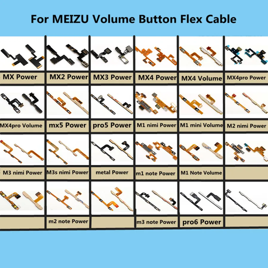 

NEW Hot Volume Button Power Switch On Off Button Flex Cable For Meizu MX MX2 MX3 MX4 MX5 M1 M2 M3 Note M3S Metal Pro6