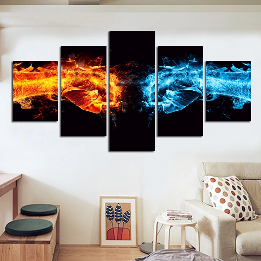 

Modular, tarpaulin painting art five boxing power posters hd print photos modern paintings decorate the room TZ094
