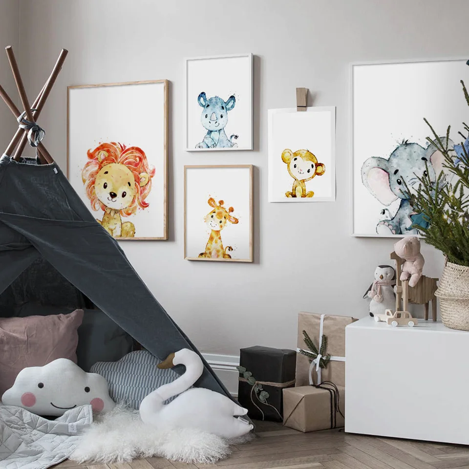 Lion-Monkey-Elephant-Giraffe-Nursery-Nordic-Posters-And-Prints-Wall-Art-Canvas-Painting-Wall-Pictures-Baby (1)