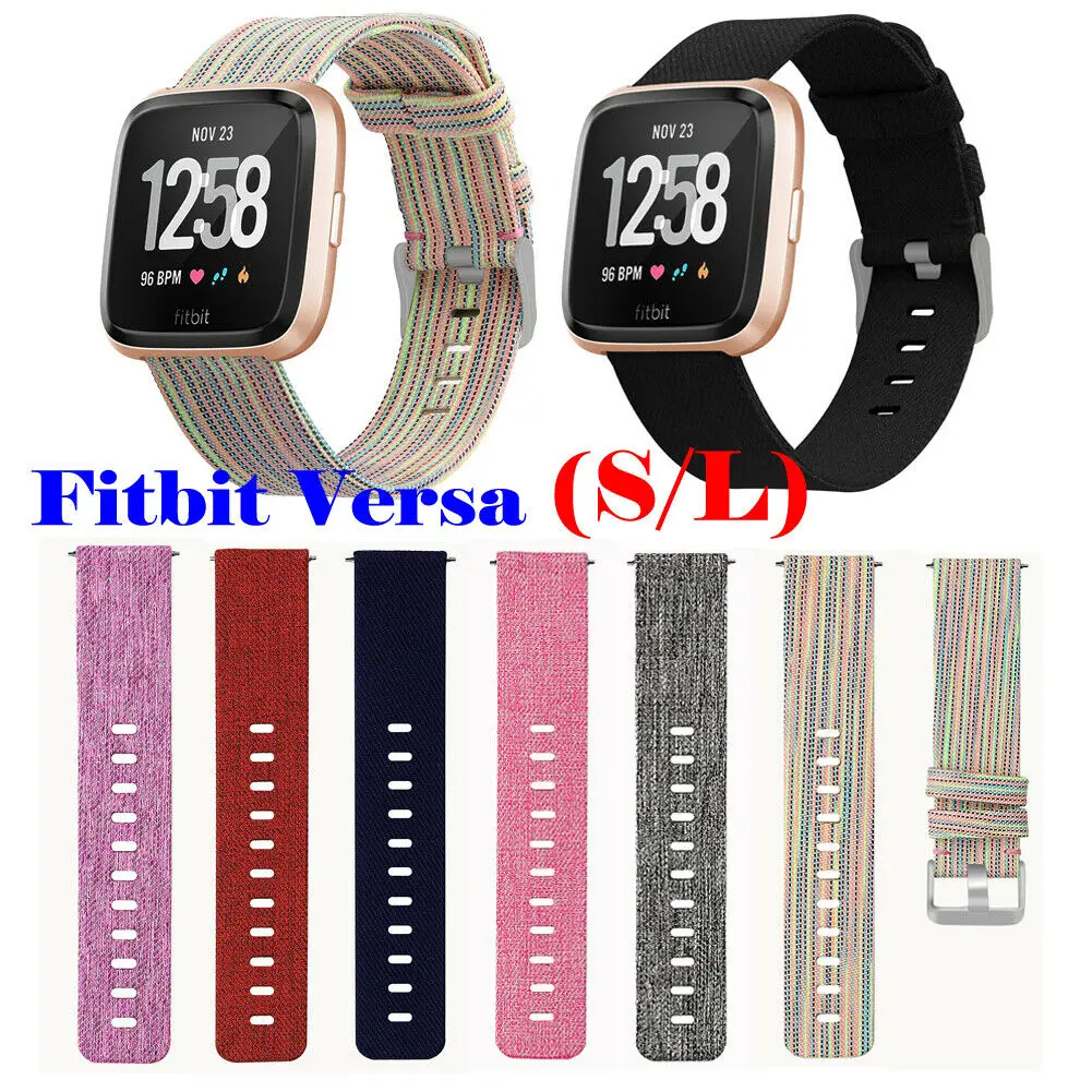 

Woven Canvas Nylon Wristband Strap Replacement Band for Fitbit Versa Smart Watch
