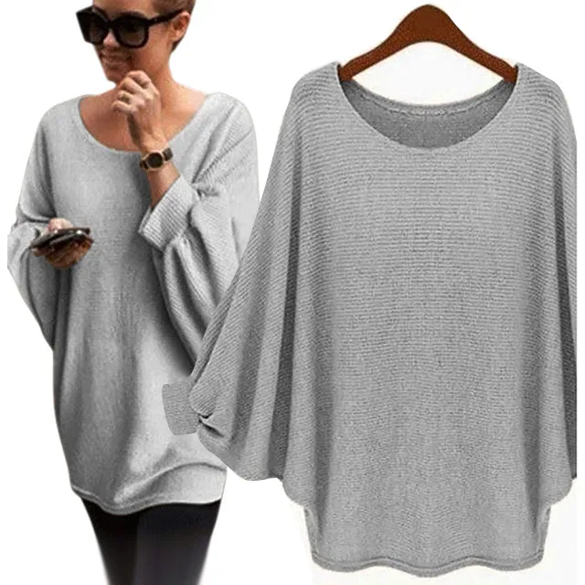 

New sweater Women candy color Oversized Batwing Knitted Pullover Loose Sweater Knitted Tops high quality clothing hot sale
