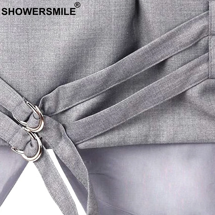 SHOWERSMILE Grey Plus Size Sleeveless Vest Women Autumn Slim Fit Waistcoat With Pockets Fashion Women Suit Vest Chalecos Mujer