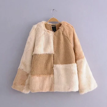 

Women Winter Autumn Warm Coat Patchwork Teddy Cashmere Short Jacket Female Thick Khaki Outwear Clothes abrigos mujer invierno