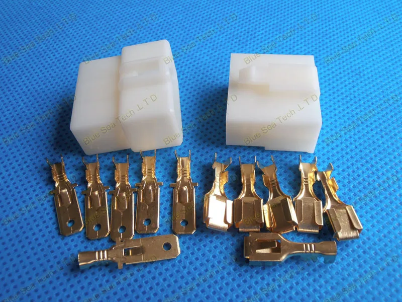  6.3mm 6 Way/pin Electrical Connector Kits Male and Female socket plug for Car Motorcycle etc. Free 