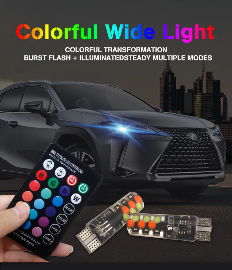 RETFGTU T10 W5W Светодиодная автомобильная лампа s светодиодные лампы RGB дистанционное