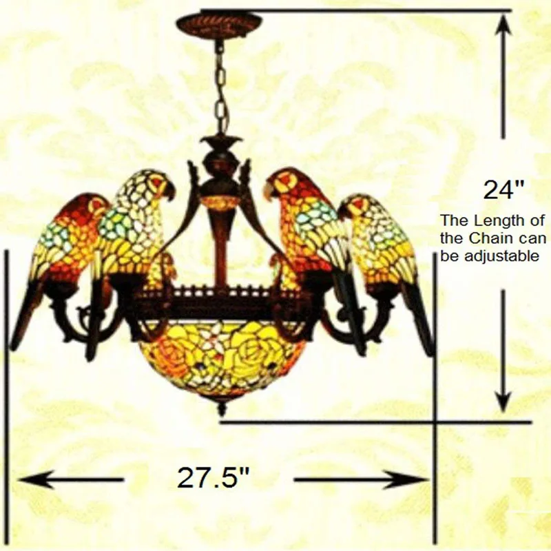 SGROW Современные светодиодные люстры ручной работы стеклянный попугай абажур лампы для гостиной Тиффани Lampara Внутреннее освещение светильники - Цвет абажура: Birds Chandeliers