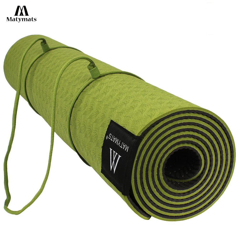 Matymats TPE Yoga Mat Non Slip Double Layers With Adjustable Strap