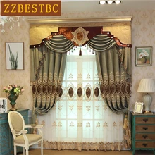 European royal embroidered luxury Curtains for high quality living room curtains with Voile Curtain for villa window Treatment European royal embroidered luxury Curtains for high quality living room curtains with Voile Curtain for villa window Treatment