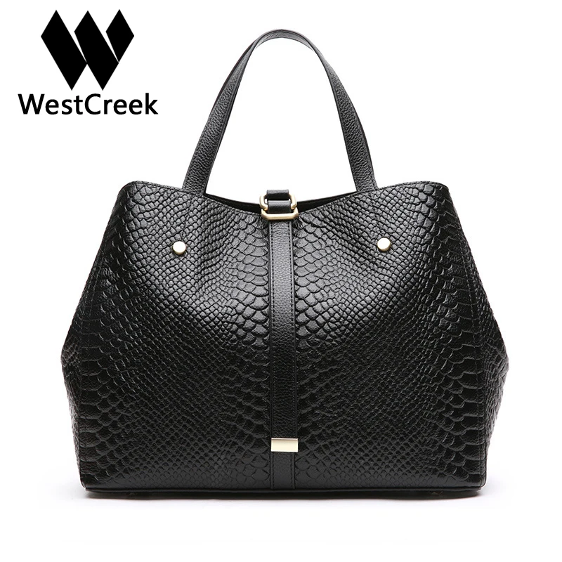 

WESTCREEK Brand Genuine Leather Serpentine Women Handbag Fashion Casual Bag Retro Shoulder Bag Female Totes Ladies Hand Bags