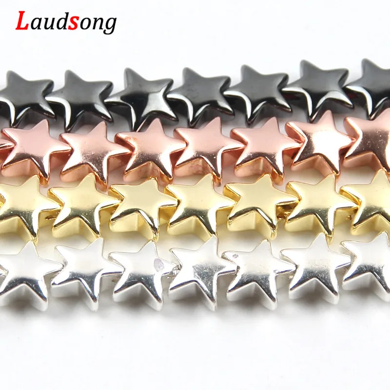 

8mm Rose Gold Silver Black Natural Hematite Stone Beads For Making Loose Spacer Stone Beads Diy Necklace Bracelet Jewelry
