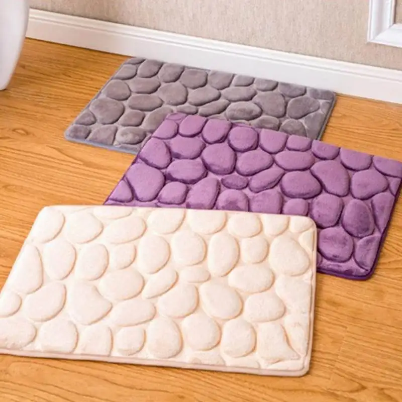 cheap 40*60CM Fleece Bathroom Memory Foam Rug Kit Toilet Pattern Bath Non slip Mats Floor Carpet Set Mattress