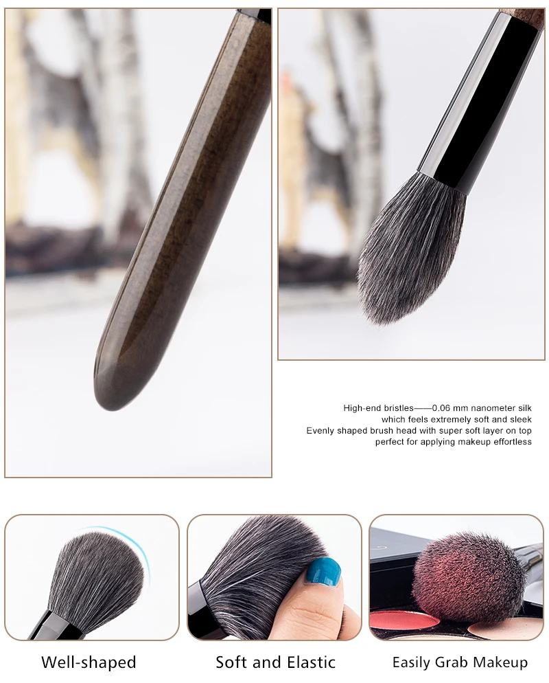Pincéis de Maquiagem Fundação de Madeira Escova com Bolsa de Cosméticos Anmor Lote Conjunto Profissional Sombra Sobrancelha Portátil Compõem 15 Pçs - 4 Beleza e saúde