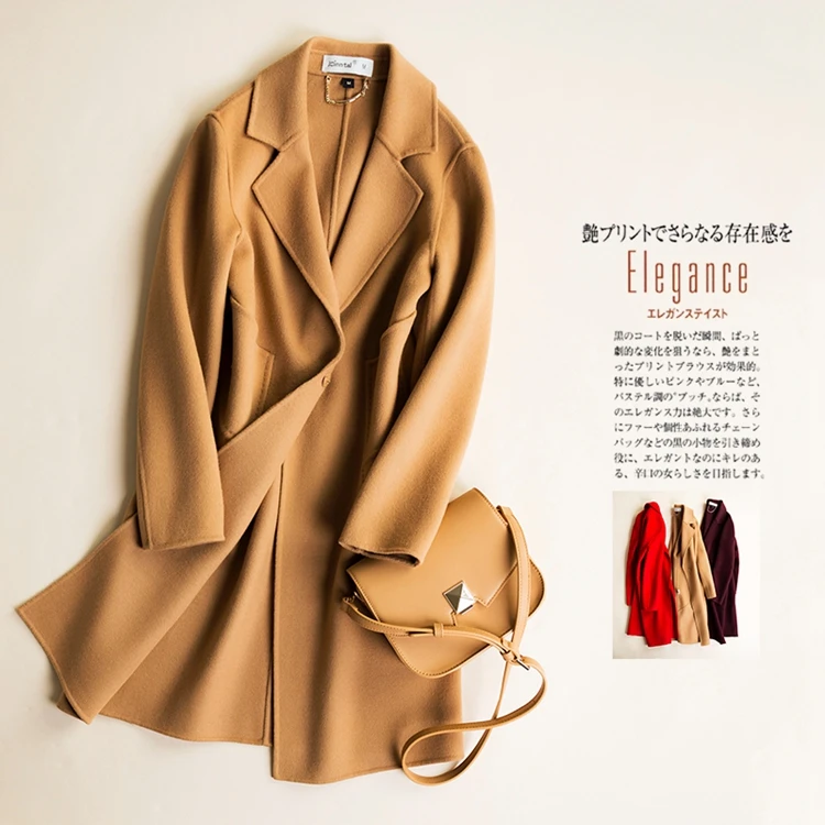 Jacket Womens Wool Coat Long Double Sides Sheep Wool Jackets Elegant Korean Ladies Winter Overcoat Belted Loose Coats CH593 (12)