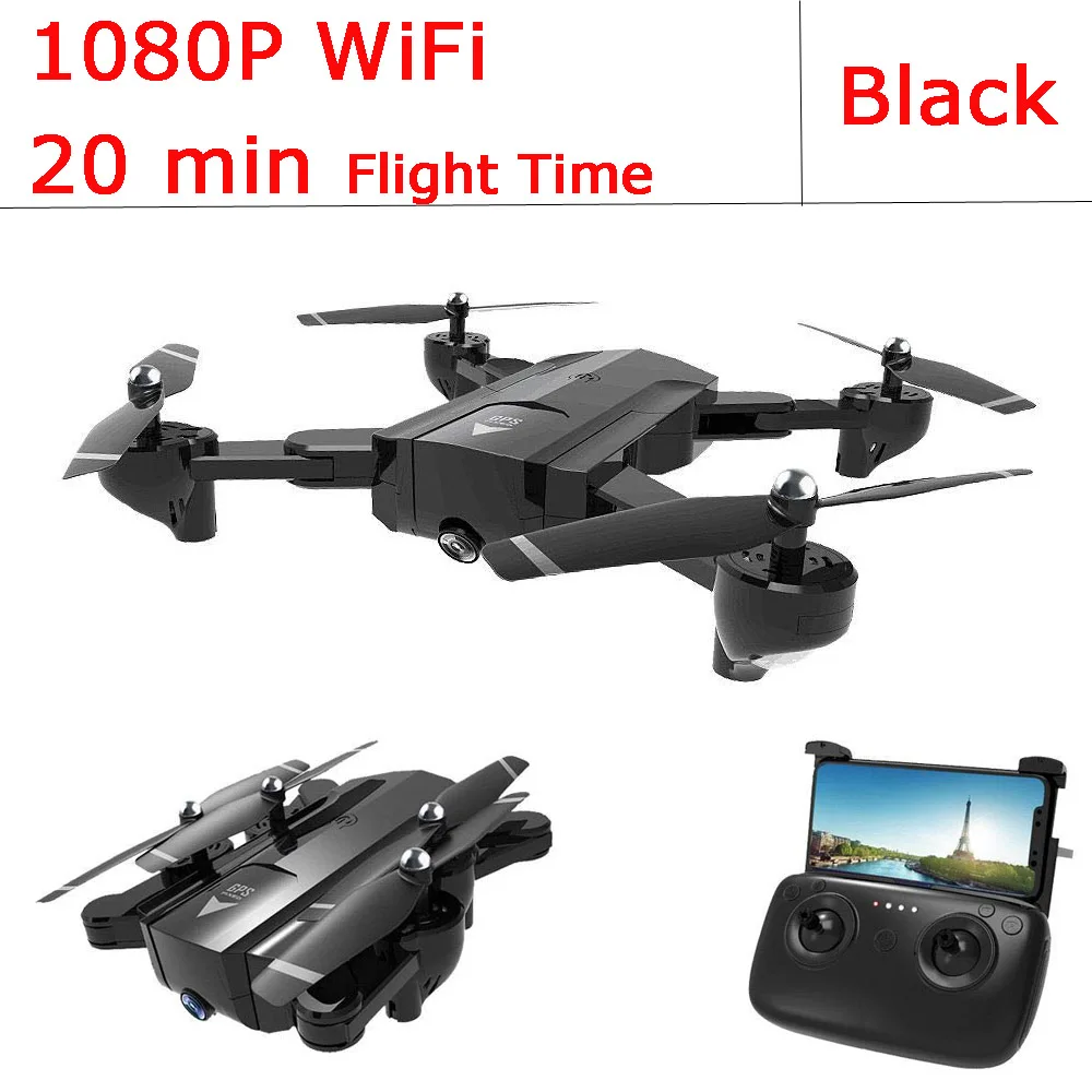 EBOYU SG900S Радиоуправляемый Дрон 1080 P/720 P HD камера WiFi FPV gps позиционирование следуем за мной высота удержания складной Радиоуправляемый квадрокоптер gps Дрон RTR - Цвет: Black 1080P 20min