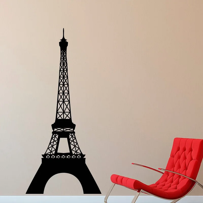 Paris Tower Landmark Landscape Silhouette Vinyl Wall Sticker Office College Dormitory Living Room Home Decor Wall Decal CS17