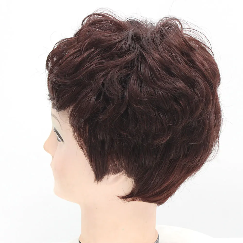 HS черные коричневые спиральные кудрявые короткие парики из человеческих волос с челкой remy волосы для наращивания афро человеческие волосы парик для черных/белых женщин