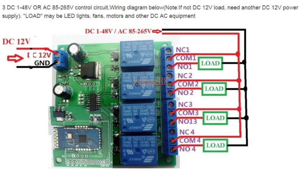 12V 4-канальный Bluetooth реле телефон управления Переключатель умный дом пульт дистанционного управления светодиодный