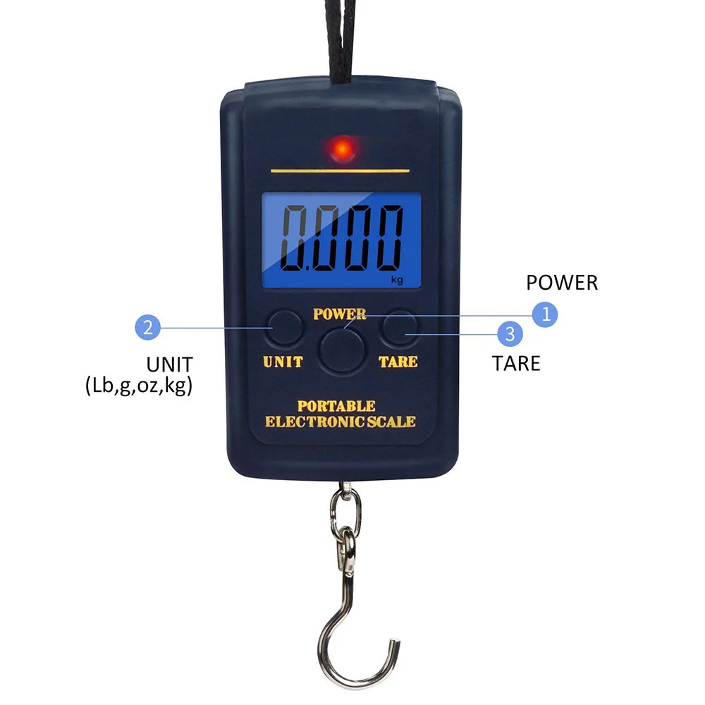 Рыбьей чешуи с подсветкой ЖК-дисплей Дисплей 40 кг/88lb электронные весы цифровые рыболовный почтовый шкала подвесного крючка для рыбалки Кухня, дома