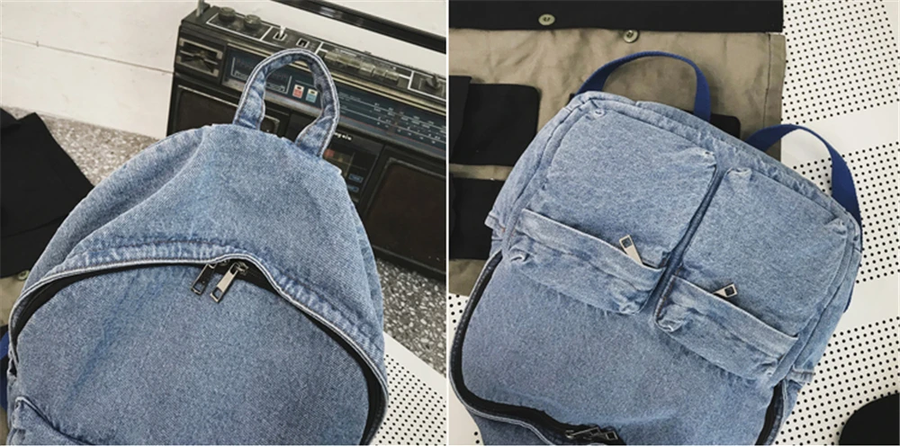 Унисекс модная синяя джинсовая ткань рюкзак большой емкости школьные сумки для подростков девочек и мальчиков нейтральный ветер Harajuku дорожная сумка