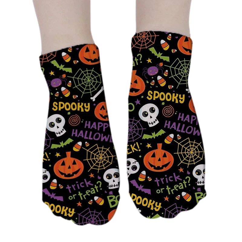 SexeMara/Новинка; женские носки с 3D принтом; забавные носки в виде тыквы и фонарей; короткие носки для костюмированной вечеринки на Хэллоуин; вечерние носки