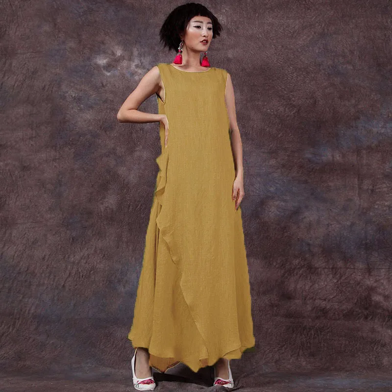 

9 Colors 2019 Summer ZANZEA Women Retro Maxi Long Dress Casual Loose Sleeveless Vintage Dress Vestidos Plus Size
