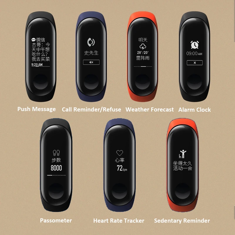Оригинальный Смарт браслет Xiaomi Mi Band 3 русский черный OLED экран 0 78 дюйма мгновенные
