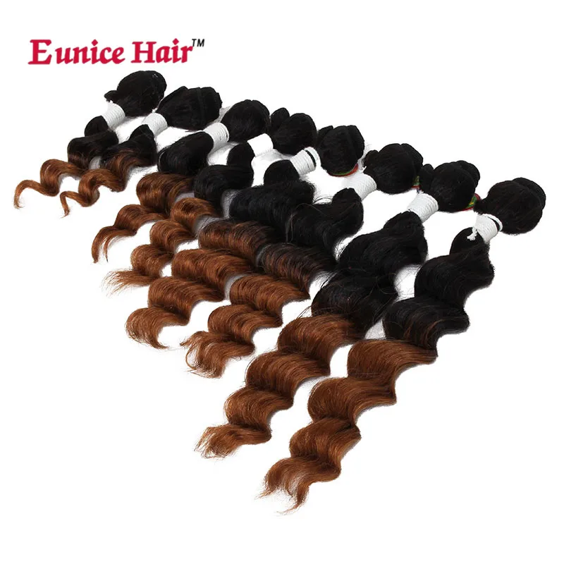 

Ombre Synthetic Hair Extensions Deep Wave Eunice 8-20inch Hair Weave Two Tone Burgundy/Brown Hair Bundles Dropshipping Available