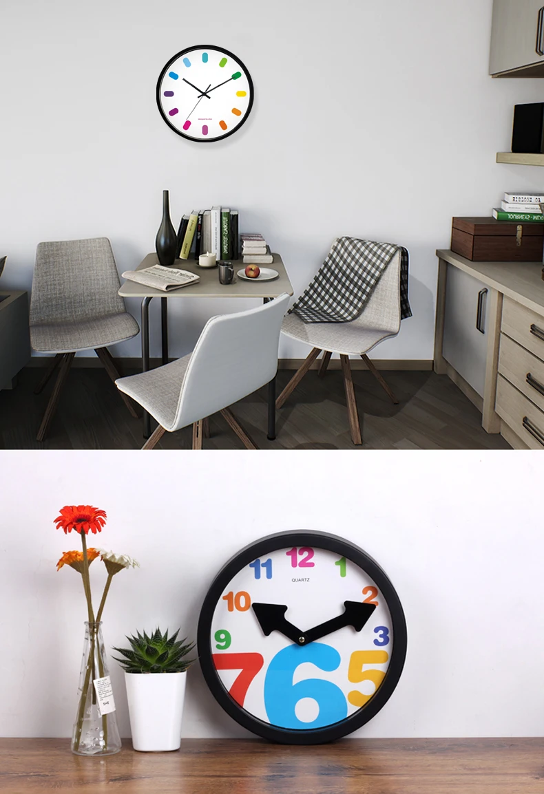 Мода настенные часы Гостиная украшения Reloj в сравнению Цвет номер металла границы современный Спальня офисные малыша Спальня