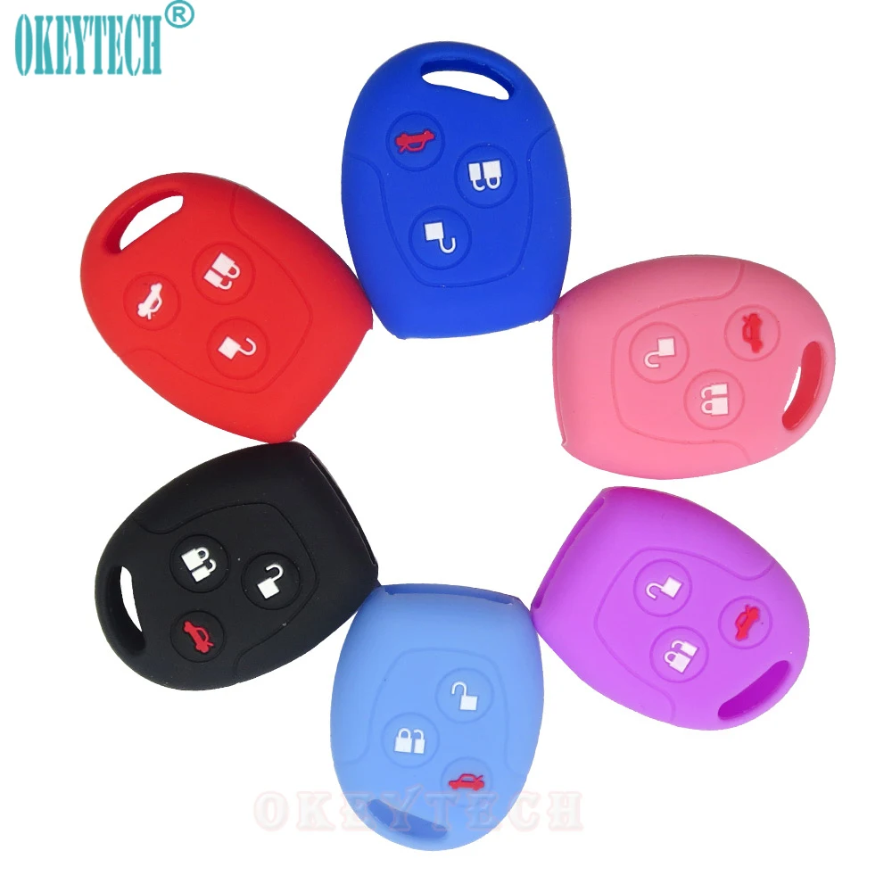 

OkeyTech Car Styling Silicone Car Key Fob Case Cover For Ford Mondeo Fiesta Focus C-Max Ka Galaxy Auto Key Protector Holder