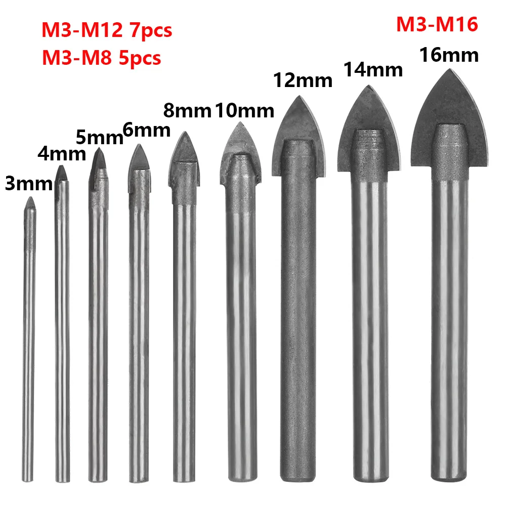 1 шт сверло 3/4/5/6/8/10/12/14/16 мм Профессиональный Керамика/плитка/Мрамор/зеркало Стекло Мощность инструмент Твердосплавный Наконечник сверла по металлу с ручной инструмент