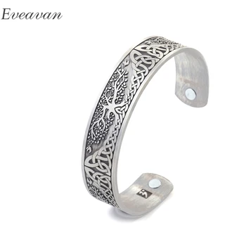 

EUEAVAN 5pcs Viking Yggdrasil Tree of Life Magnetic Bangles Norse Mythology Therapy Cuff Bracelet Fashion Jewelry For Men Women