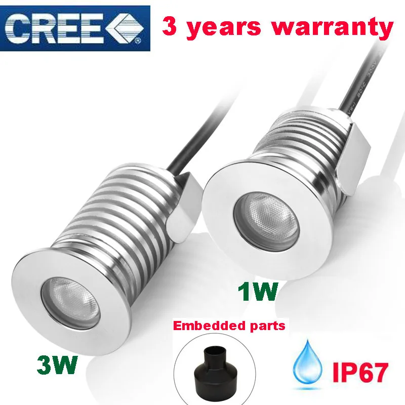 12V 24V IP67 Waterproof Outdoor Led Recessed Deck Floor Light 1W 3W