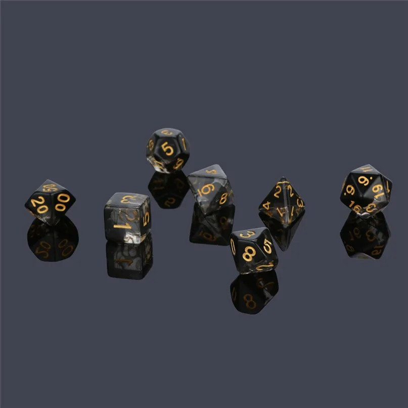 7Pcs For Party Game Dungeons & Dragons Polyhedral D4-20 Multi Sided Acrylic Dice for TRPG game lovers #2p09 (7)