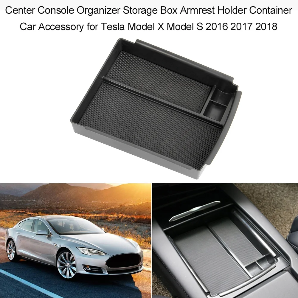 

Center Console Organizer Storage Box Armrest Holder Container Car Accessory for Tesla Model X/S 2016-2018