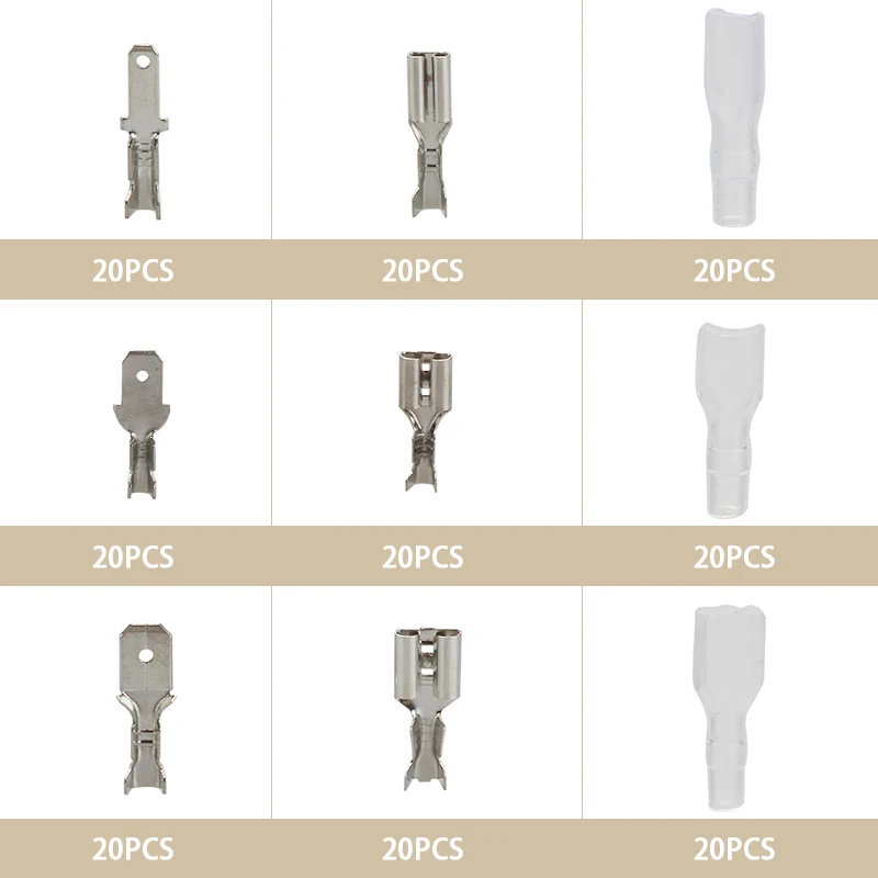 180 шт. 2,8/4,8/6,3 мм Электрический провод разъема обжимные клеммы женский/мужской лепестковый с разъемами «Мама» и «комплект