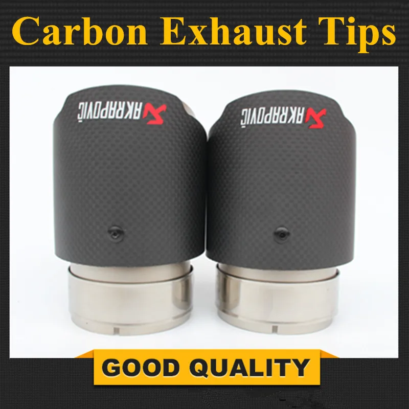 

Short: One Pair Carbon Fiber Coated Stainless Steel Universal Car Exhaust Pipe Tip Tailtip Akrapovic Car Exhaust Muffler Tip